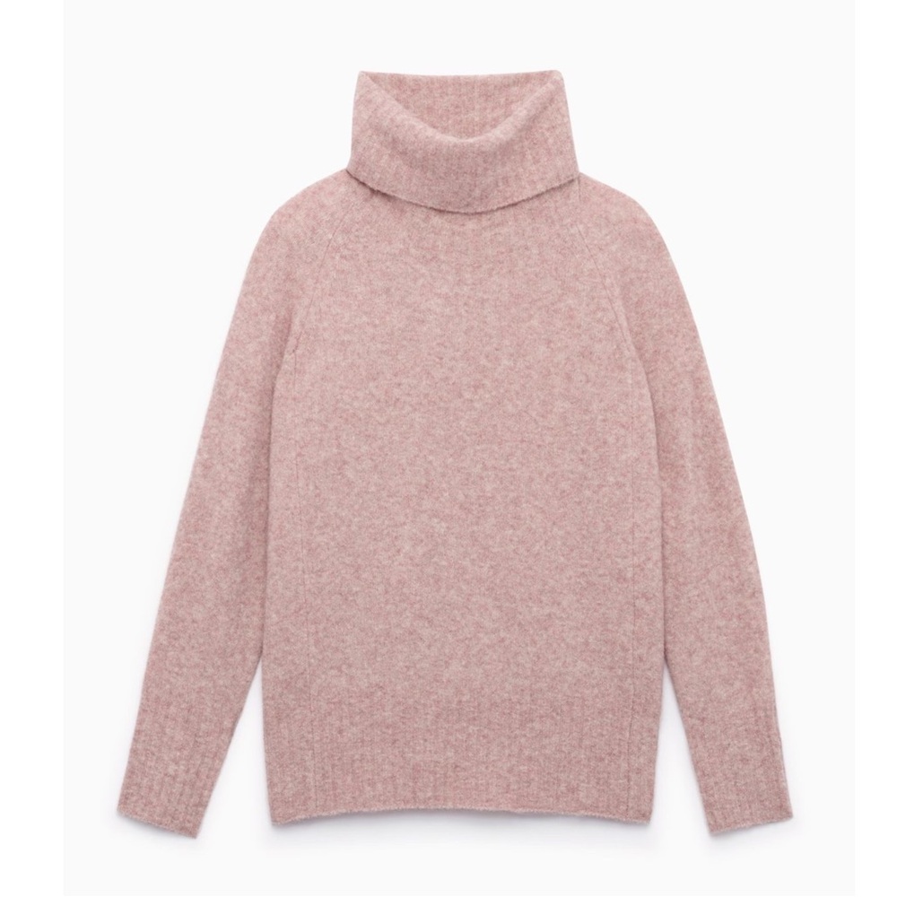 Babaton Aritzia Alpaca Blend Turtleneck Sweater XXS Pink Cozy Knit Minimal